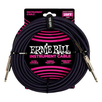 Ernie Ball 6397 Gevlochten Gitaarkabel Violet en Zwart 7.5 Meter