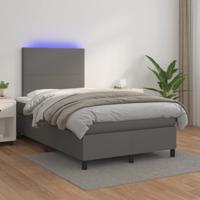 Boxspring met matras en LED kunstleer grijs 120x200 cm