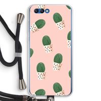 Cactusprint roze: Honor 10 Transparant Hoesje met koord