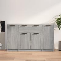 Dressoirs 3 st bewerkt hout grijs sonoma eikenkleurig