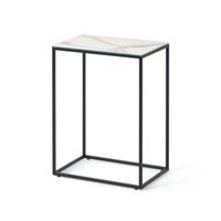 Kave Home Bijzettafel 'Rewena' Keramiek met marmerlook, 45 x 30cm, kleur Wit