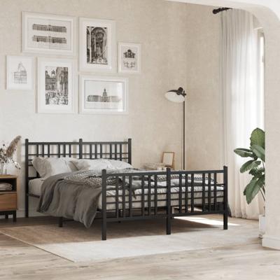 Bedframe met hoofd- en voeteneinde metaal zwart 120x200 cm