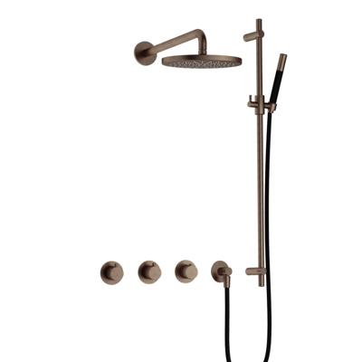Hotbath Cobber - CB7067 - Inbouw Regendoucheset - Verouderd Messing - 2 Stopkranen - Thermostatisch - Wandarm 40 cm - Hoofddouche 200 mm - Staafhanddouche - Glijstang 900 mm - Waterbesparend