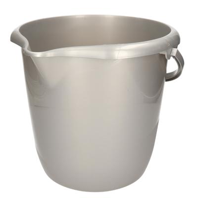 Schoonmaak/huishoud emmer - 2x - zilvergrijs - 10 liter - Dia 28 cm en Hoogte 26 cm - kunststof