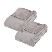 2x Stuks Fleece deken/fleeceplaid grijs 125 x 150 cm polyester