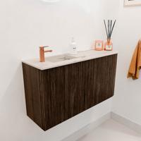 Toiletmeubel Mondiaz Joya Dlux | 81.6 cm | Meubelkleur Walnut | Faye wastafel Nata Wasbak Links | 1 kraangat