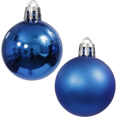 Othmar Decorations kleine kerstballen - 20x stuks - 4 cm - blauw - mat/glans - kunststof