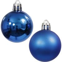 Othmar Decorations kleine kerstballen - 20x stuks - 4 cm - blauw - mat/glans - kunststof