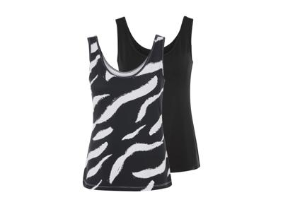 esmara 2 dames tops (Zwart/print, M (40/42))