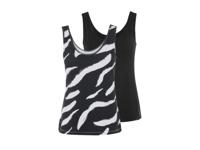 esmara 2 dames tops (Zwart/print, L (44/46))