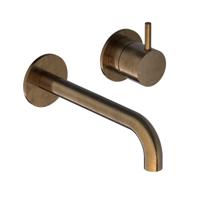 Inbouw Wastafelkraan Hotbath Cobber 18cm Gebogen Uitloop 1-Hendel Verouderd Messing