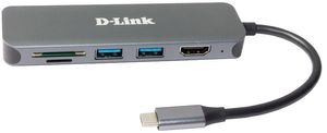 D-Link DUB-2327 USB-C (USB 3.2 Gen 2) multiport hub 6 poorten Antraciet