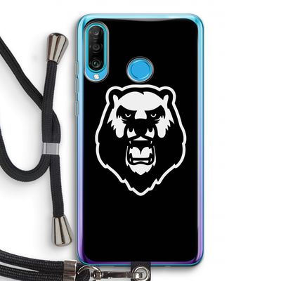 Angry Bear (black): Huawei P30 Lite Transparant Hoesje met koord