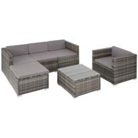 tectake® - Wicker loungeset Lignano met fauteuil - grijs - thumbnail