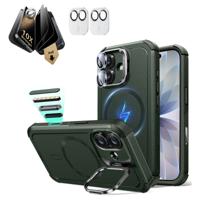 iPhone 17 Bundle Cyber Tough Magnetic Case (Stash Stand) and Armorite Pro Privacy Screen Protector - Olive Green