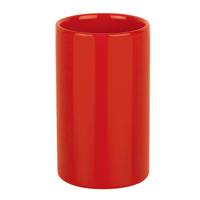 Badkamer drinkbeker/tandenborstelhouder Sienna - porselein - glans rood - 7 x 11 cm