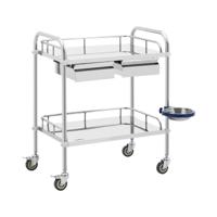 Laboratoriumwagen - roestvrij staal - 2 legborden elk 65 x 43 cm - 2 laden - 20 kg