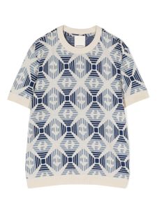 Emporio Armani Kids T-shirt met all-over monogramprint - Blauw