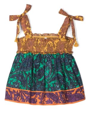 ZIMMERMANN Kids robe mi-longue à empiècements contrastants - Bleu