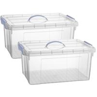 Opslagbox AZUL serie - 2x - met deksel - transparant - 34 liter - 53 x 39 x 25 cm - kunststof