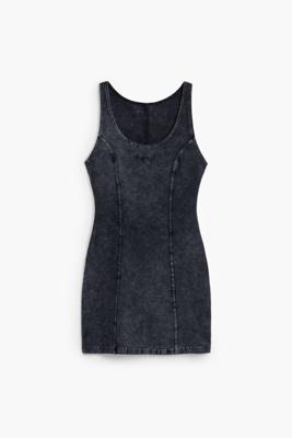 Denim jurk met wassingseffect - BLACK - S