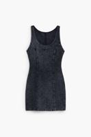 Denim jurk met wassingseffect - BLACK - S