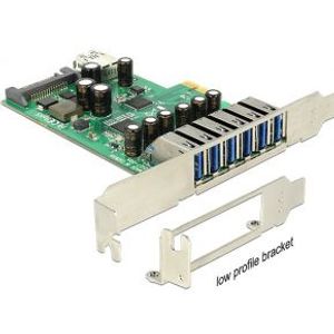 Delock 89377 PCI Express x1-kaart naar 6 x extern + 1 x intern USB 5 Gbps Type-A female