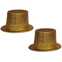 2x stuks gouden glitter verkleed hoeden volwassenen