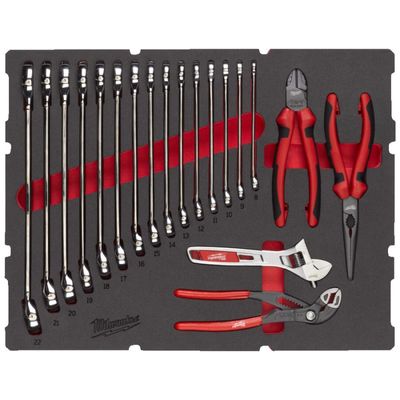 Milwaukee Accessoires Foam Inlay steeksleutel- en tangenset MAXBITE™ voor PACKOUT™ gereedschapskoffers met 2/3 lades (19-delig) - 4932493339