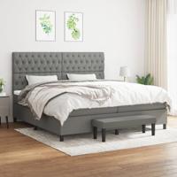 Boxspring met matras stof donkergrijs 200x200 cm