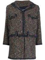 CHANEL Pre-Owned veste en tweed à design superposé - Bleu - thumbnail