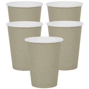 30x Stuks feest/verjaardag bekertjes karton - taupe - 270 ml