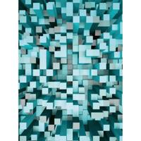 Fotobehang - 3D Squares Blue 192x260cm - Vliesbehang - thumbnail