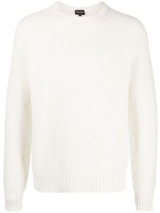 Giorgio Armani pull en laine mélangée à logo brodé - Blanc