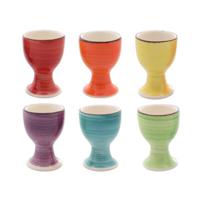 Bellatio Design Eierdopjes Bright Colour - set van 6x - multi kleuren - keramiek - 7 x 5 cm   -