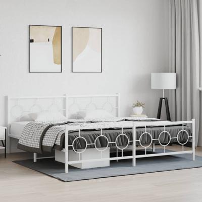 Bedframe met hoofd- en voeteneinde metaal wit 193x203 cm
