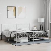 Bedframe met hoofd- en voeteneinde metaal wit 193x203 cm Bedframe met hoofd- en voeteneinde metaal wit 193x203 cm