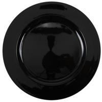 1x Ronde kaarsenborden/onderborden zwart glimmend 33 cm - thumbnail