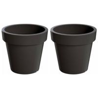 Bloempot/plantenpot voor binnen en buiten - Set van 2x stuks - D58 x H60 cm - antraciet - kunststof