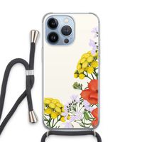 Wilde bloemen: iPhone 13 Pro Transparant Hoesje met koord