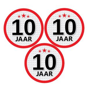 6x 10 jaar leeftijd sticker - rond - dia 15 cm - 10 jaar verjaardag/jubileum/leeftijd versiering