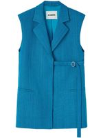 Jil Sander blazer ceinturé à design sans manches - Bleu