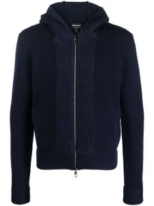 Giorgio Armani hoodie en maille à fermeture zippée - Bleu