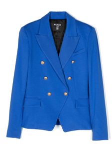 Balmain Kids embossed-button double-breasted blazer - Bleu