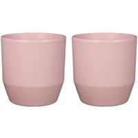 Set van 2x plantenpot/bloempot keramiek mat lichtroze - D13,5/H13 cm