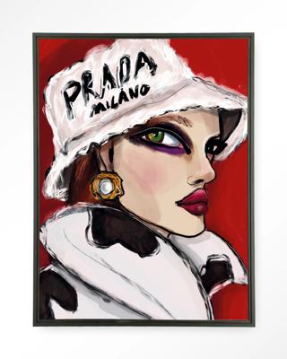 Urban Cotton Wandkleed 'Julie' 145 x 190cm in Floating Frame - black