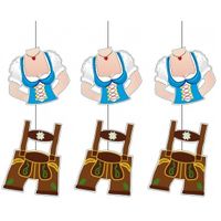 3x Bierfeest lederhosen decoratie versiering van karton 70 cm   -