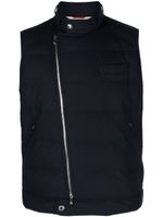 Brunello Cucinelli gilet matelassé à fermeture zippée - Bleu