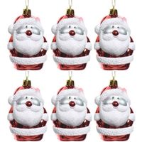 6x Kersthangers figuurtjes kerstman 8 cm - thumbnail