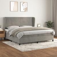 Boxspring met matras fluweel lichtgrijs 200x200 cm